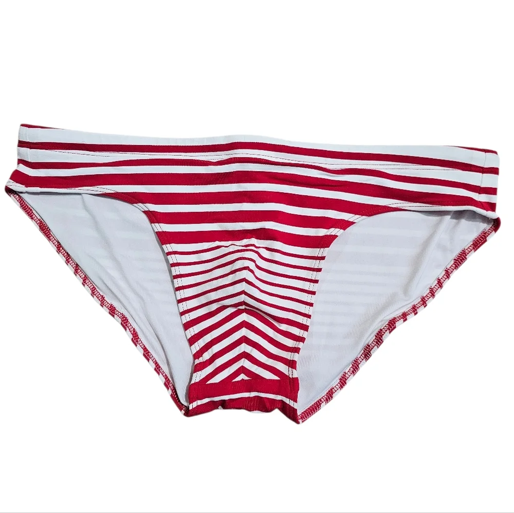 Mr. Turk Men's Red & White Striped Classic Swim Briefs